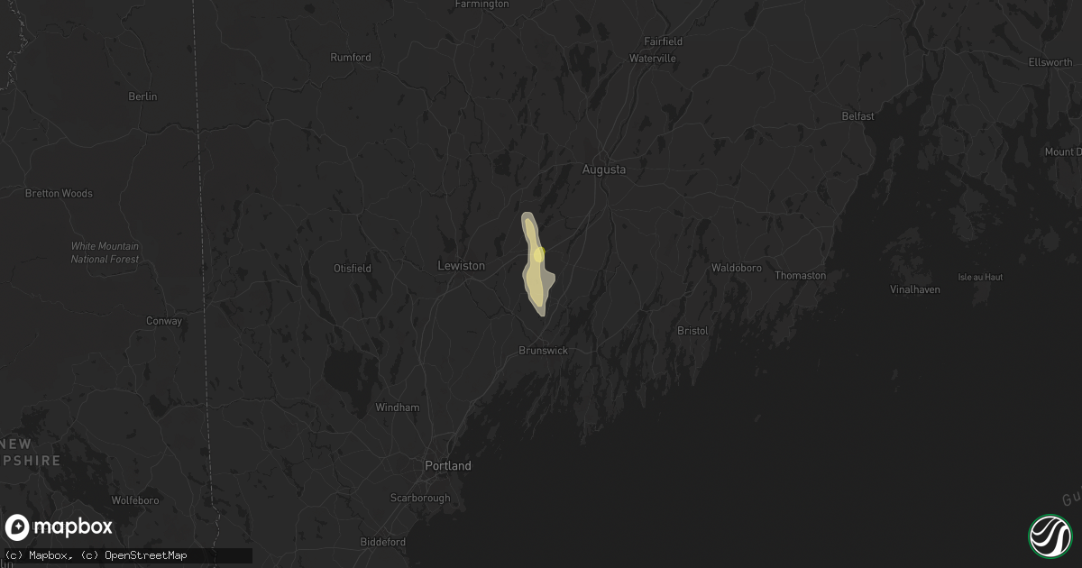 Hail map in Bowdoin, ME on July 29, 2015