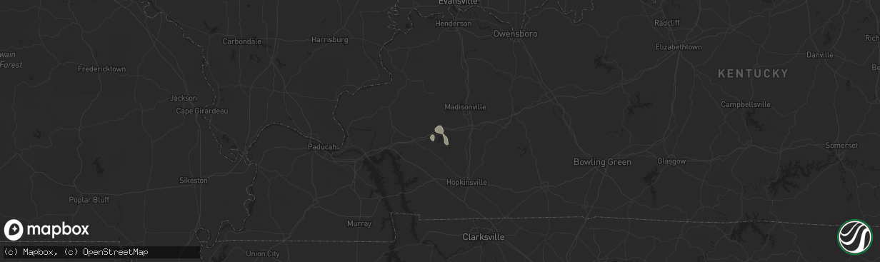 Hail map in Dawson Springs, KY on July 29, 2015