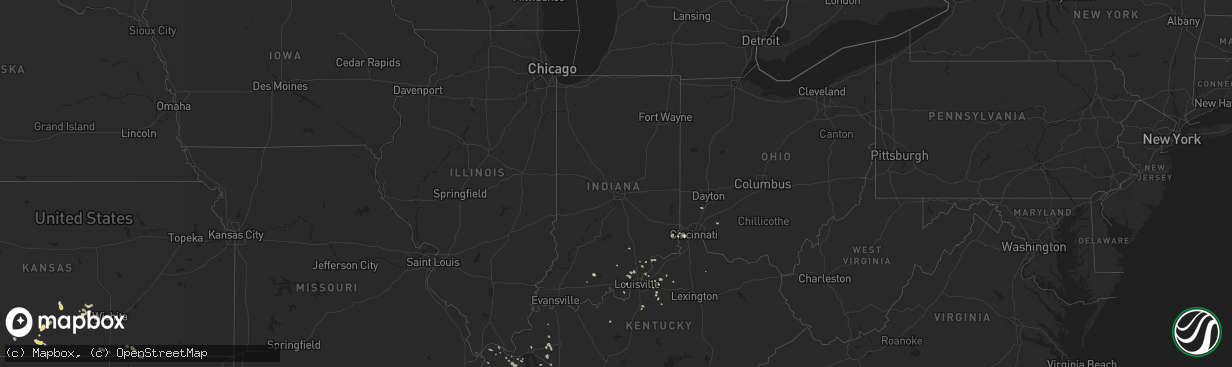 Hail map in Indiana on July 29, 2015