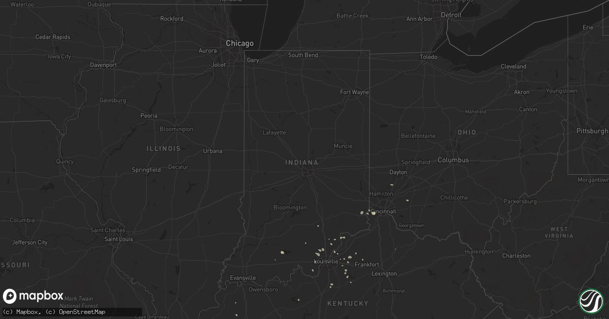 Hail map in Indiana on July 29, 2015