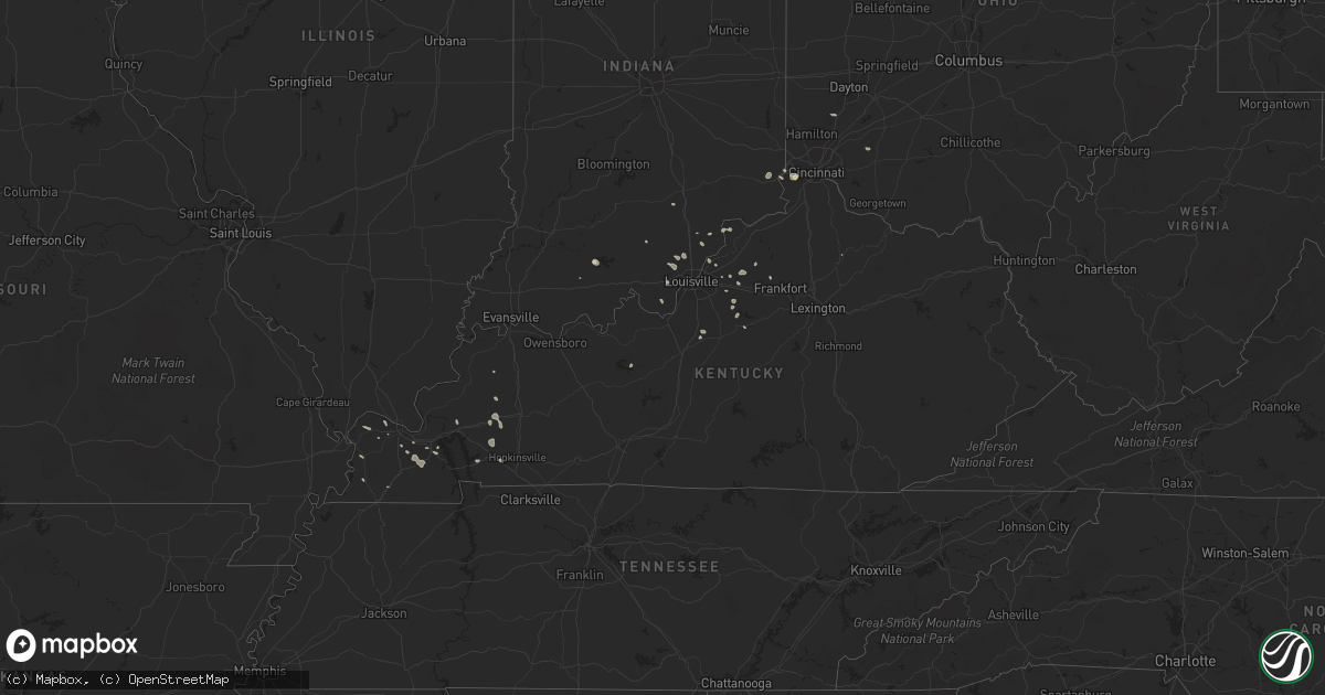Hail map in Kentucky on July 29, 2015