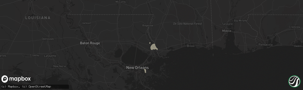 Hail map in Pearl River, LA on July 29, 2015