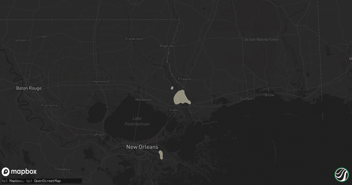 Hail map in Pearl River, LA on July 29, 2015