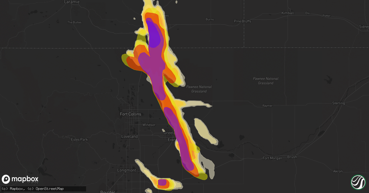 Hail map in Ault, CO on July 29, 2016