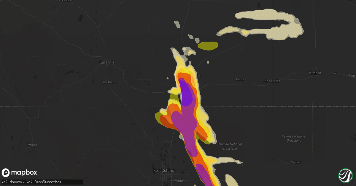 Hail map in Cheyenne, WY on July 29, 2016