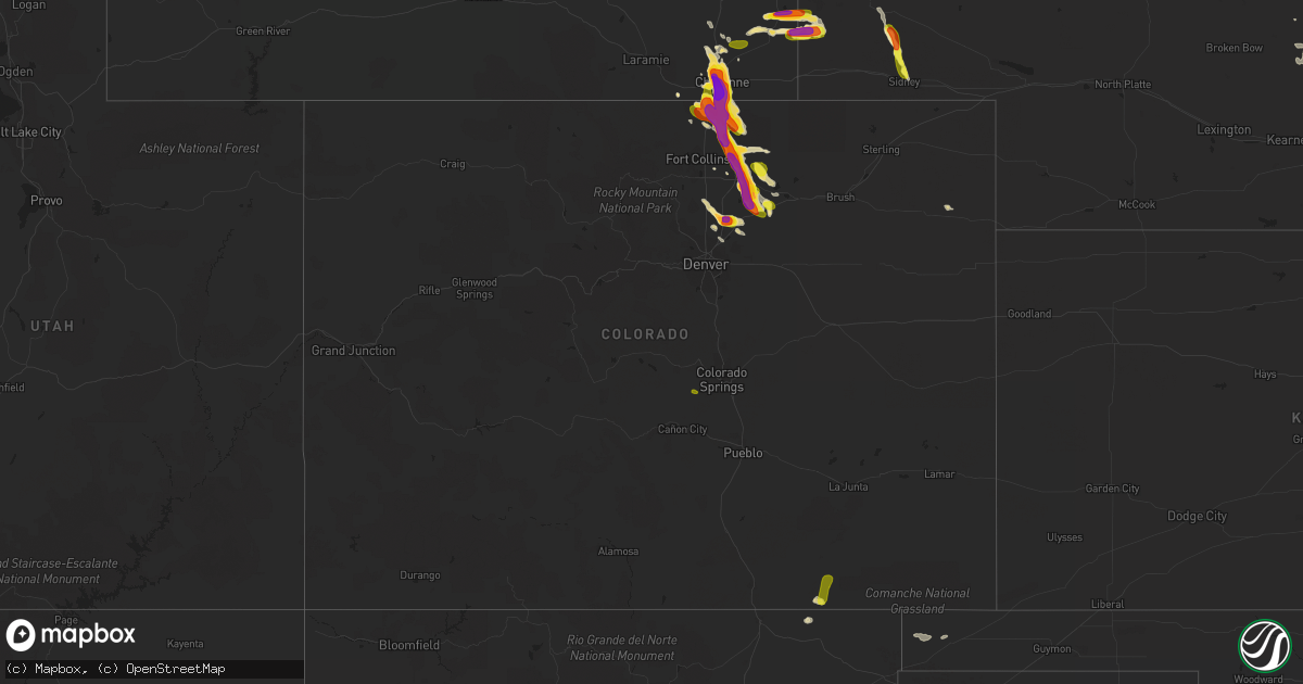 Hail map in Colorado on July 29, 2016