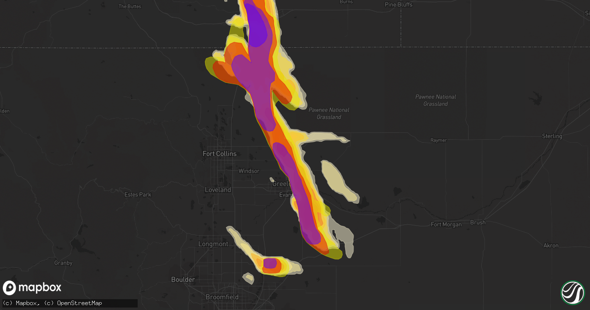 Hail map in Eaton, CO on July 29, 2016