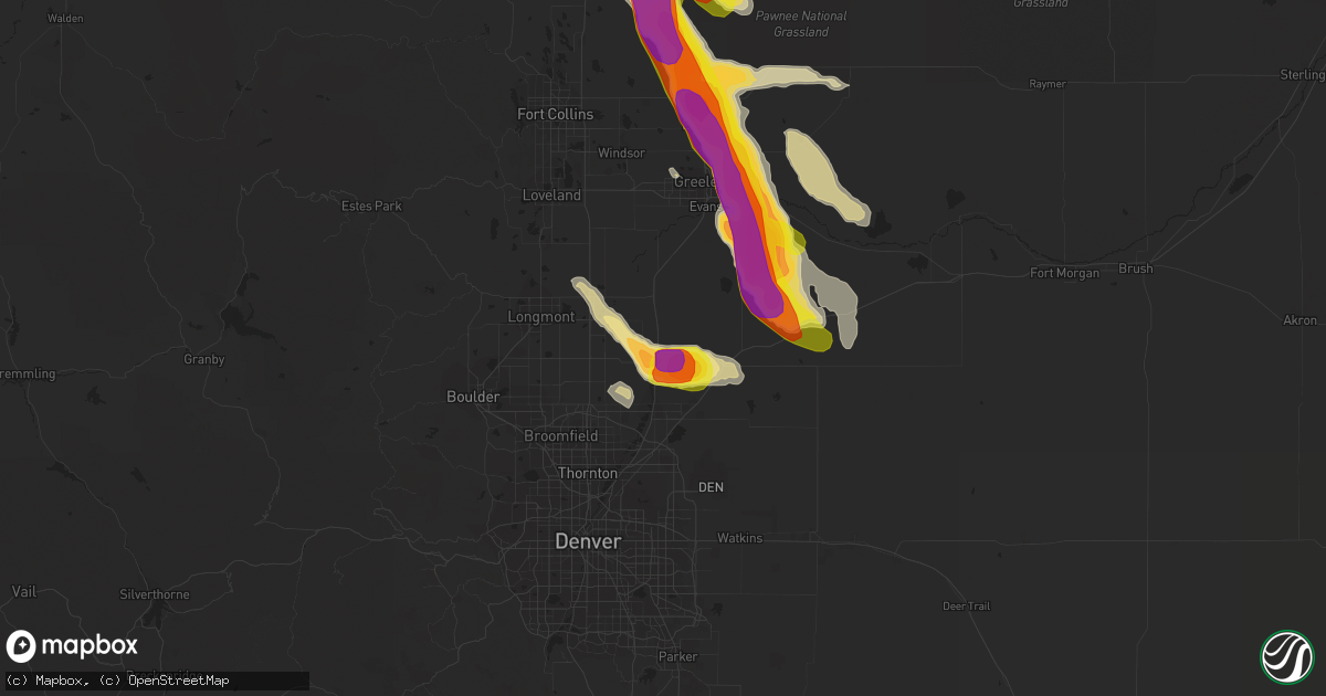 Hail map in Fort Lupton, CO on July 29, 2016