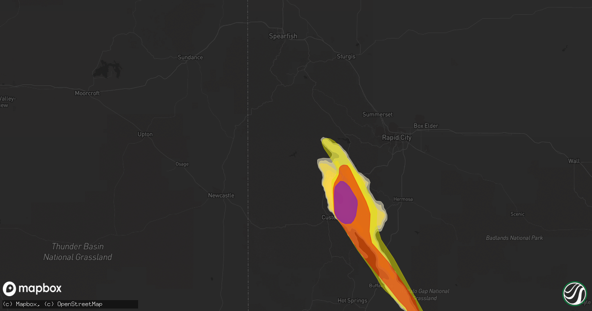 Hail map in Hill City, SD on July 29, 2016
