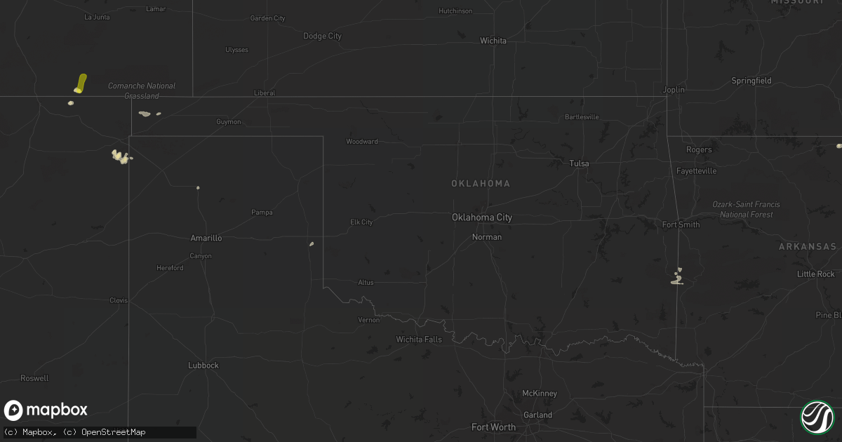 Hail map in Oklahoma on July 29, 2016