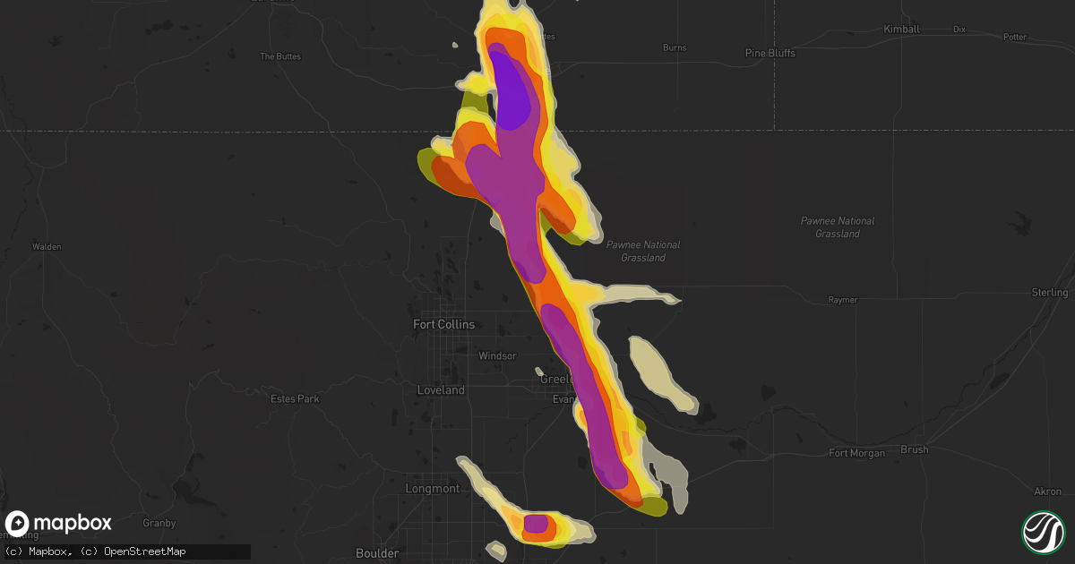 Hail map in Pierce, CO on July 29, 2016