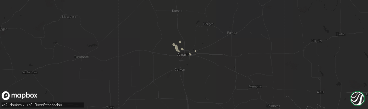 Hail map in Amarillo, TX on July 29, 2017