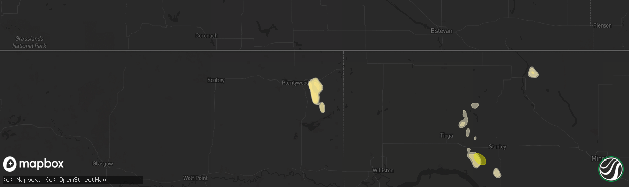 Hail map in Antelope, MT on July 29, 2017