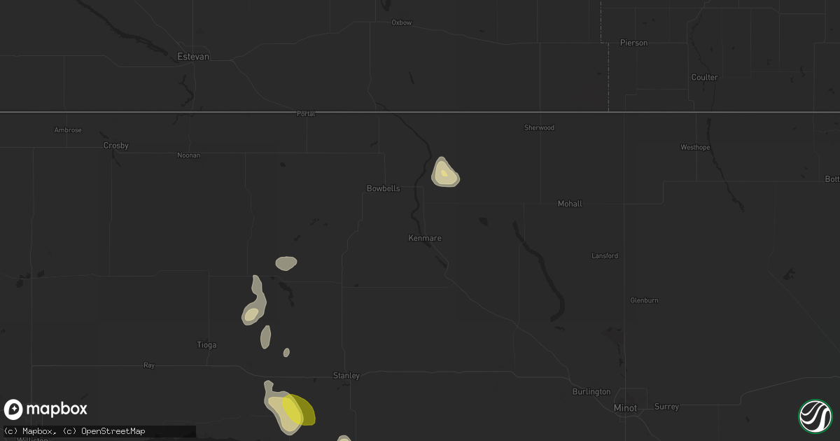 Hail map in Kenmare, ND on July 29, 2017