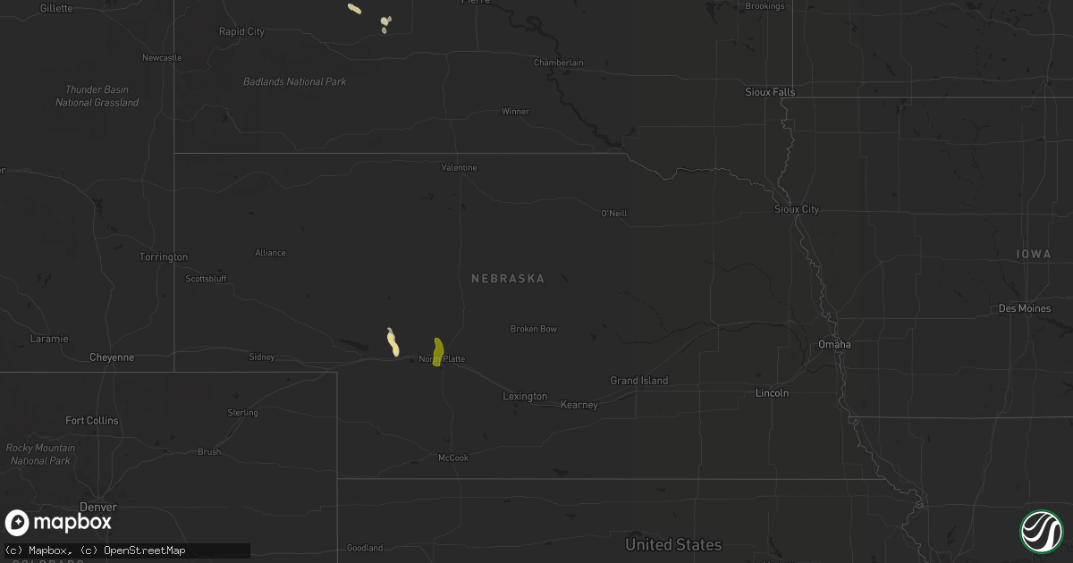 Hail map in Nebraska on July 29, 2017