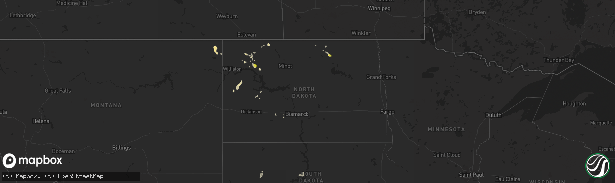 Hail map in North Dakota on July 29, 2017