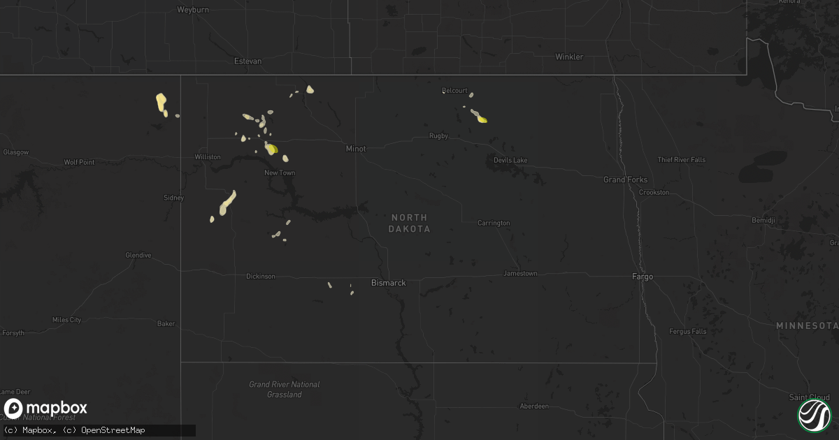 Hail map in North Dakota on July 29, 2017