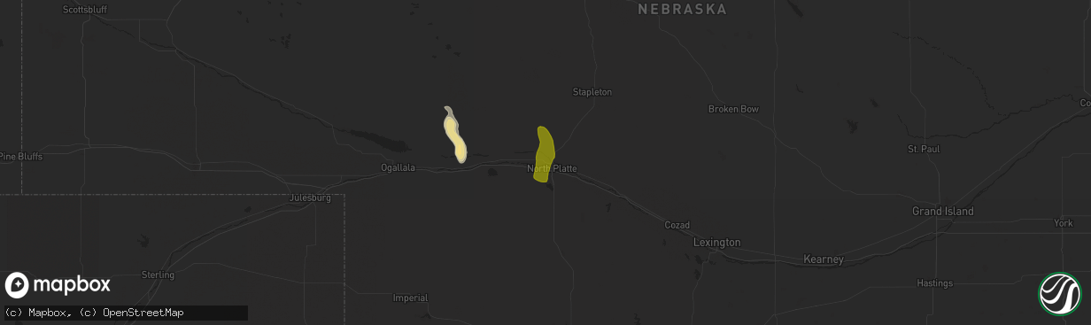 Hail map in North Platte, NE on July 29, 2017