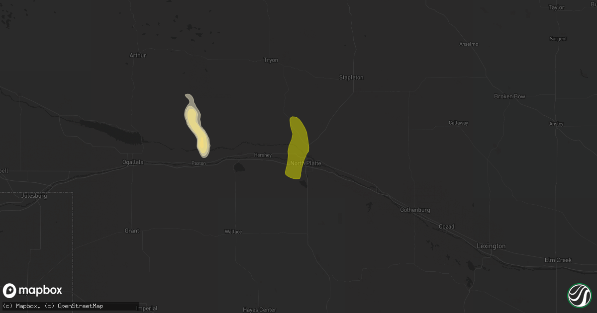 Hail map in North Platte, NE on July 29, 2017