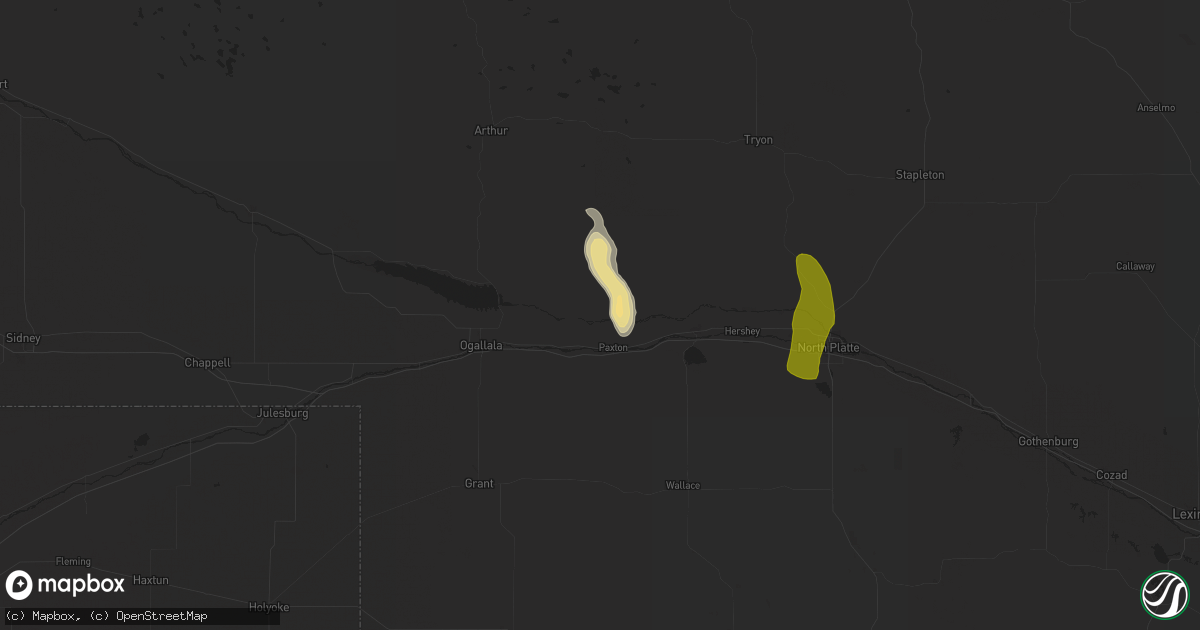 Hail map in Paxton, NE on July 29, 2017
