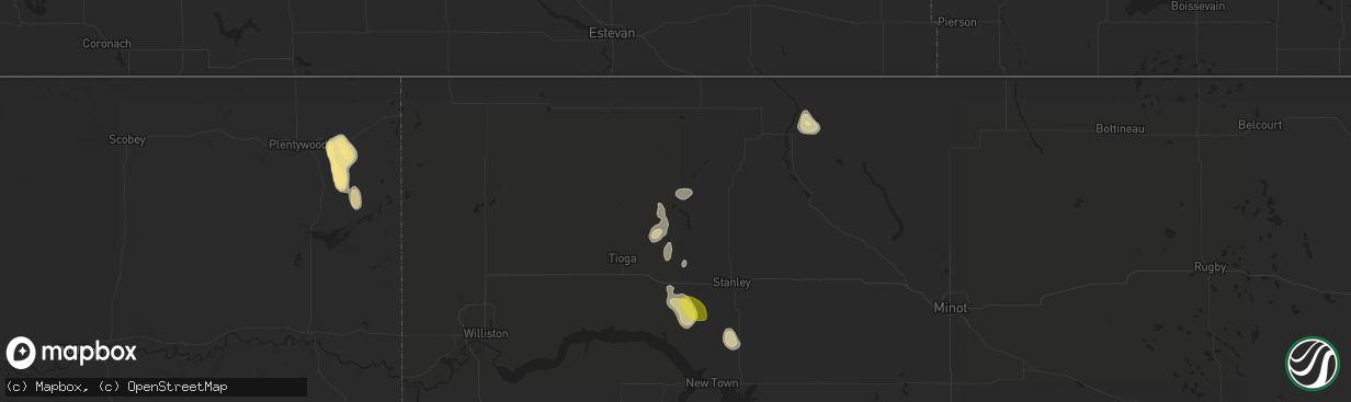 Hail map in Powers Lake, ND on July 29, 2017