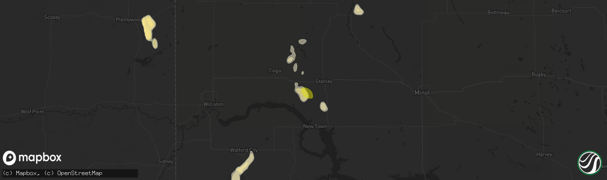 Hail map in Ross, ND on July 29, 2017