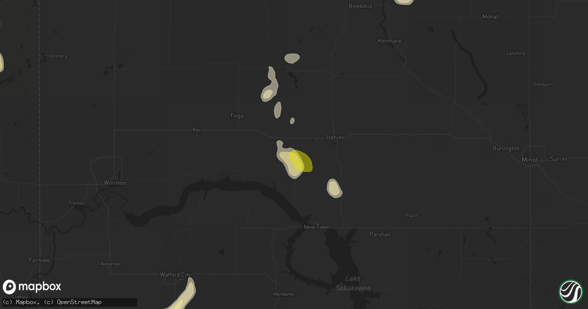 Hail map in Ross, ND on July 29, 2017