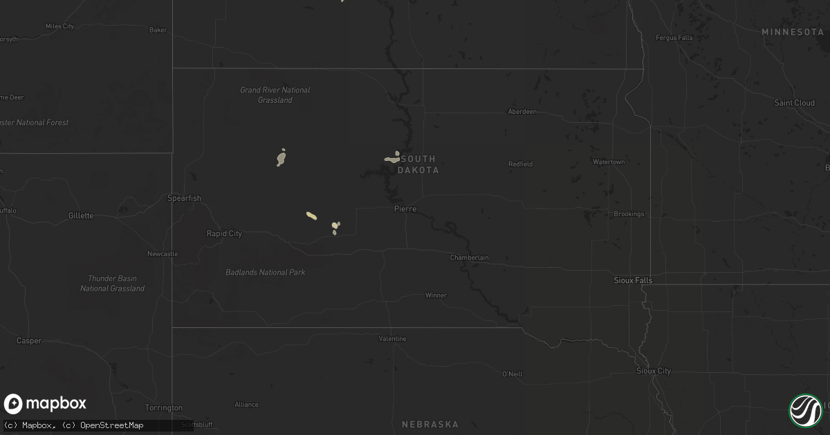 Hail map in South Dakota on July 29, 2017