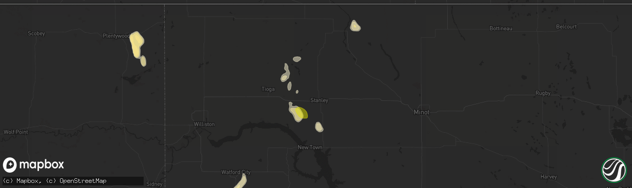 Hail map in Stanley, ND on July 29, 2017