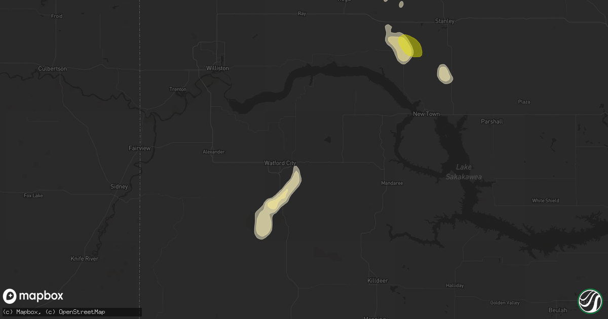 Hail map in Watford City, ND on July 29, 2017