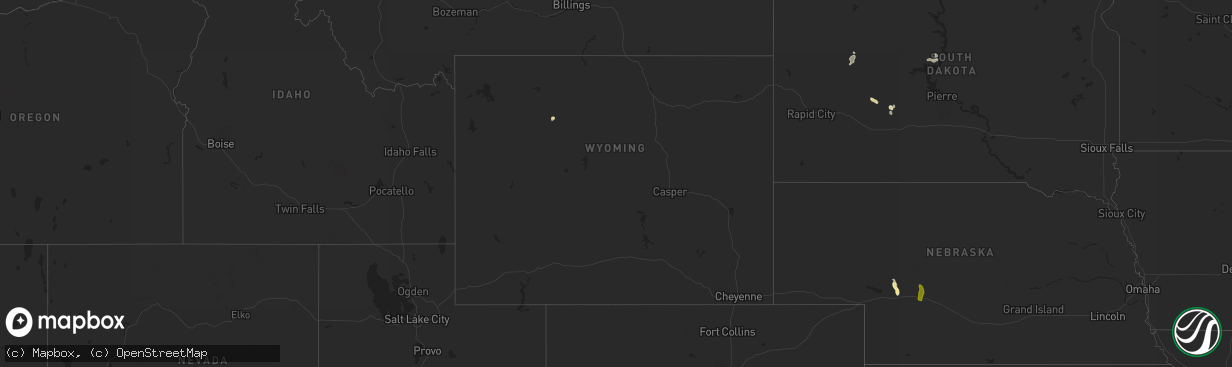 Hail map in Wyoming on July 29, 2017