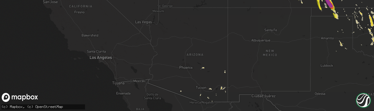 Hail map in Arizona on July 29, 2018