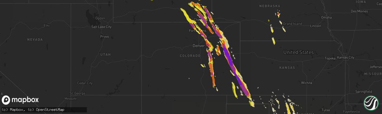 Hail map in Colorado on July 29, 2018