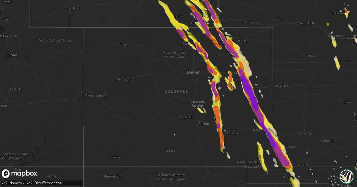 Hail map in Colorado on July 29, 2018