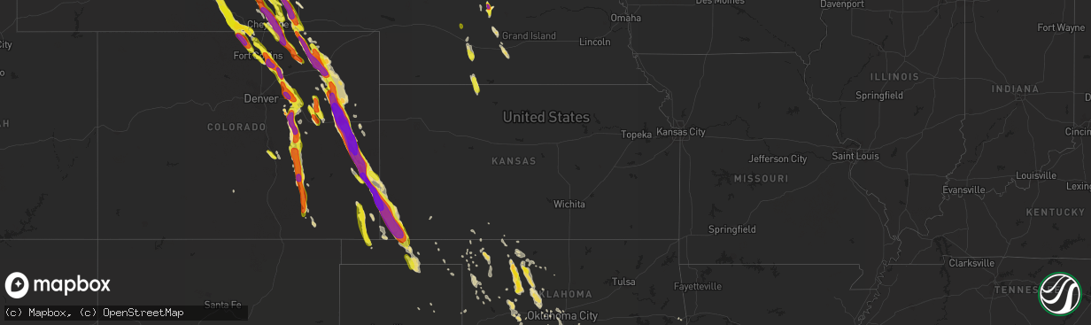 Hail map in Kansas on July 29, 2018