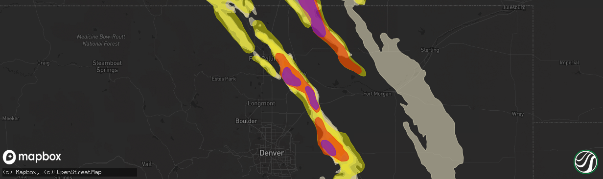 Hail map in La Salle, CO on July 29, 2018