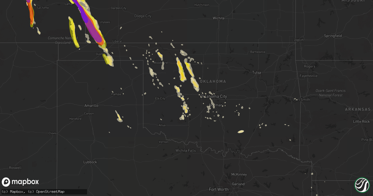 Hail map in Oklahoma on July 29, 2018