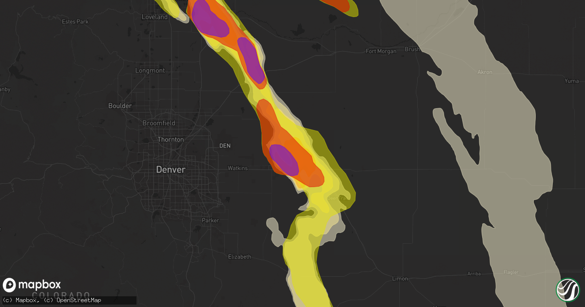 Hail map in Strasburg, CO on July 29, 2018