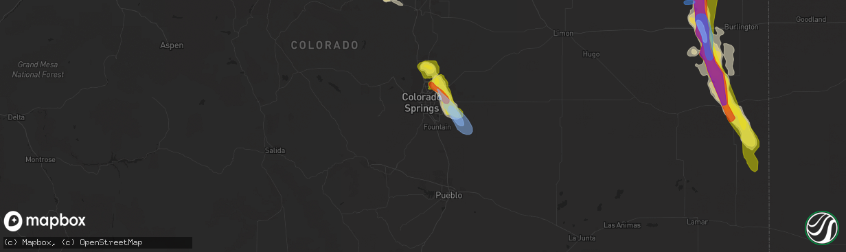 Hail map in Colorado Springs, CO on July 29, 2019