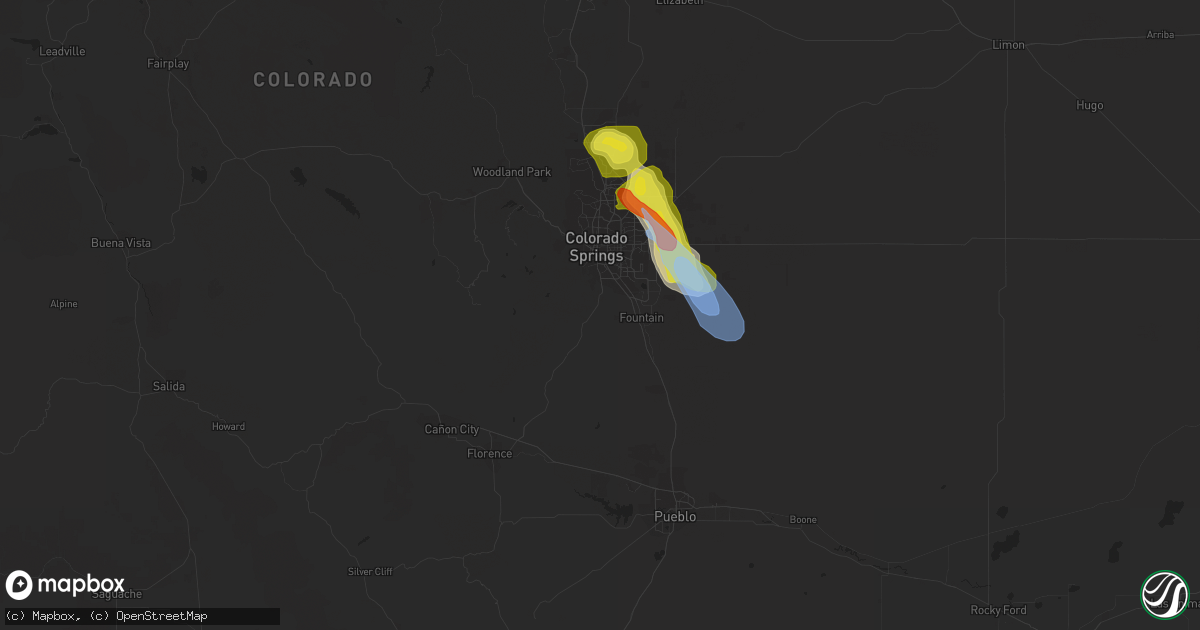Hail map in Colorado Springs, CO on July 29, 2019