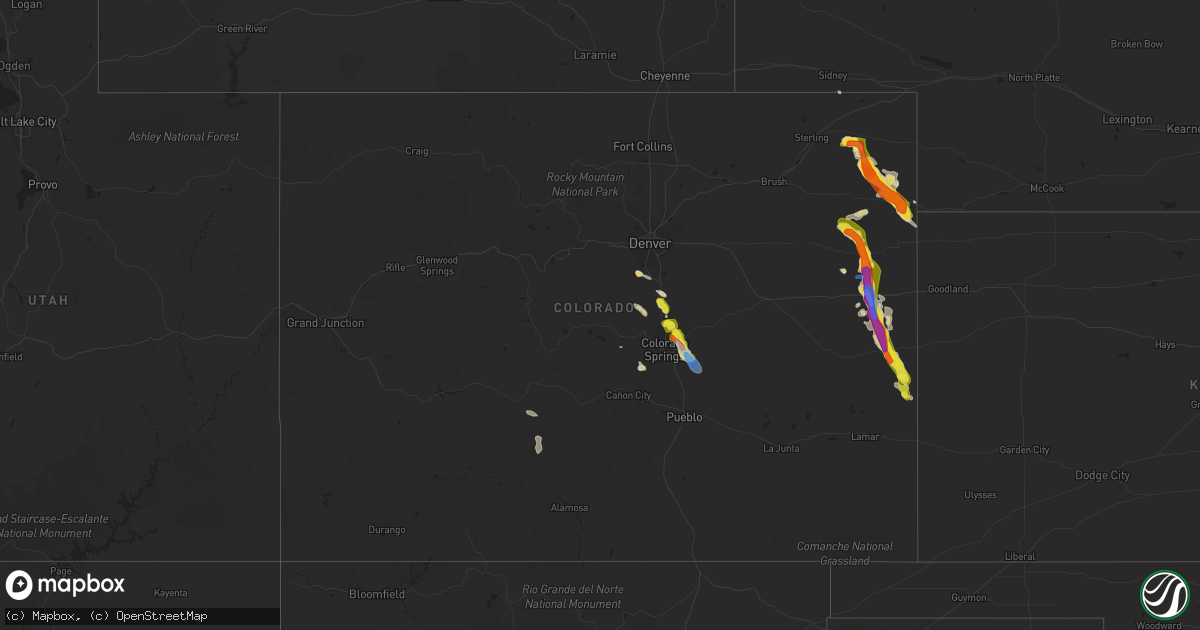 Hail map in Colorado on July 29, 2019