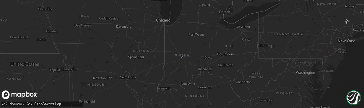 Hail map in Indiana on July 29, 2019