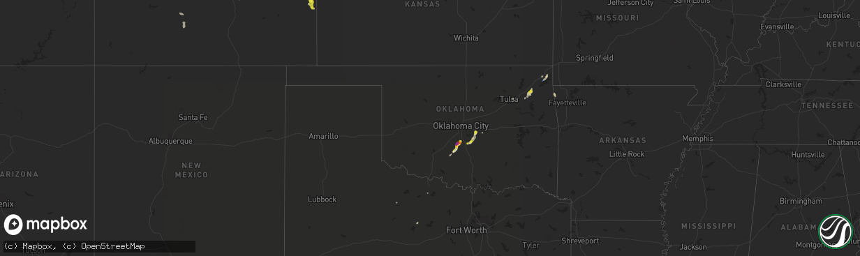 Hail map in Oklahoma on July 29, 2019