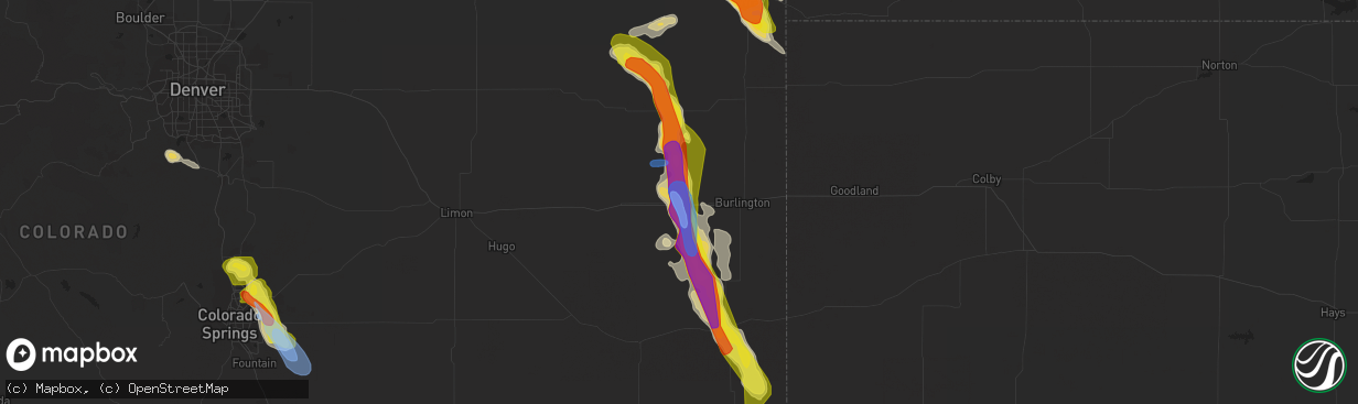 Hail map in Stratton, CO on July 29, 2019