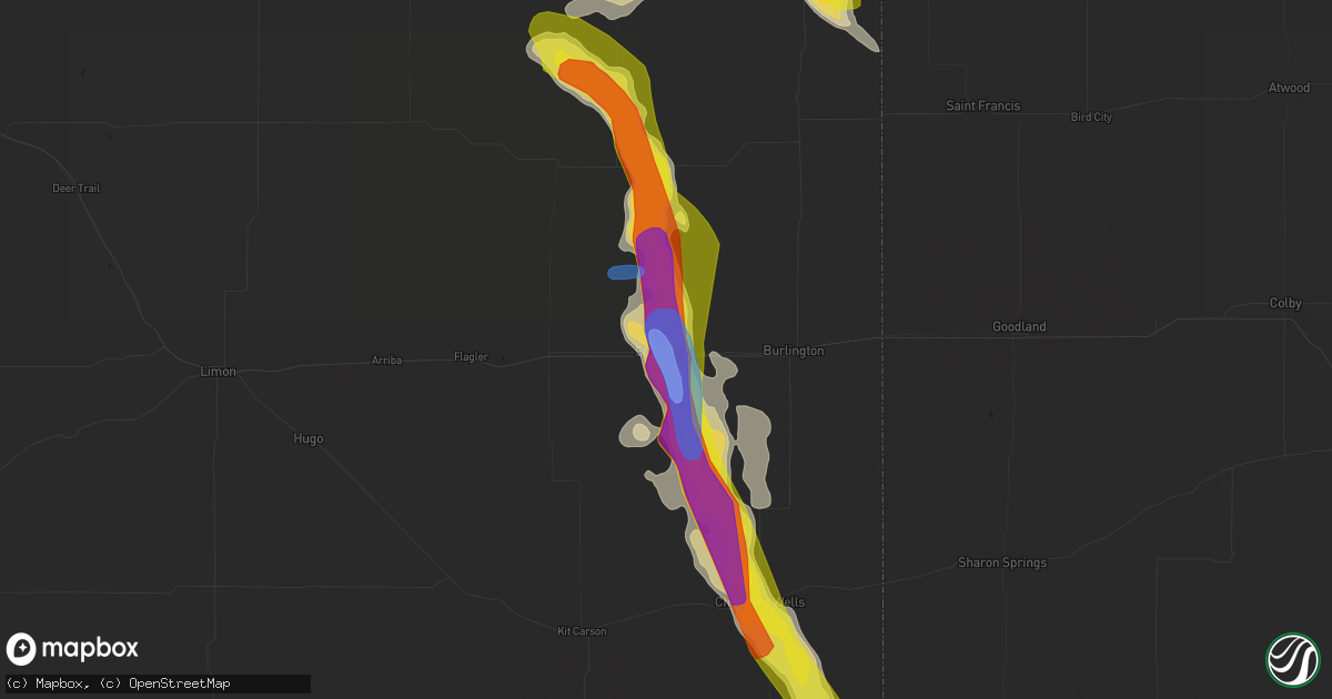 Hail map in Stratton, CO on July 29, 2019