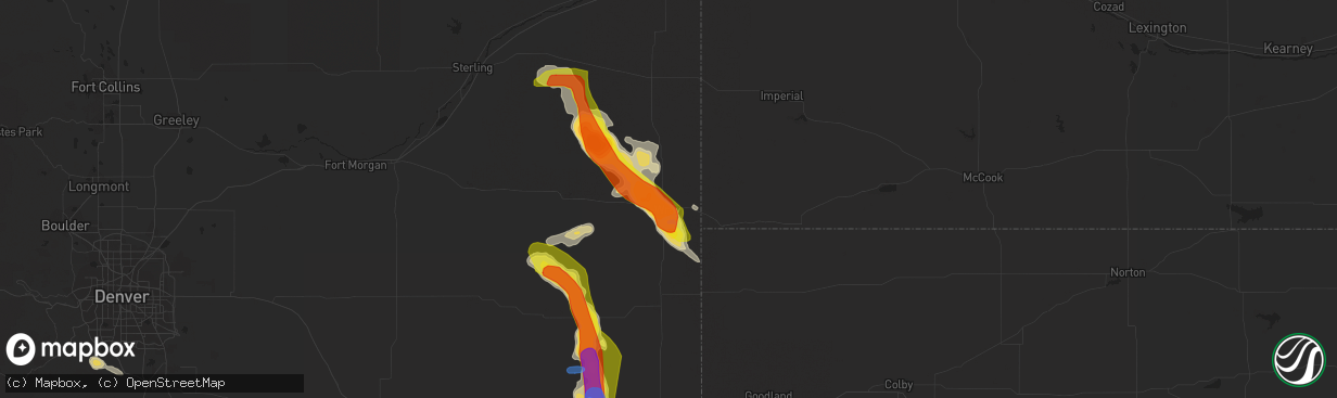 Hail map in Wray, CO on July 29, 2019