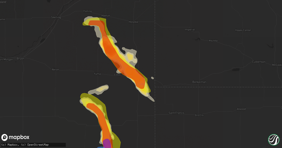 Hail map in Wray, CO on July 29, 2019