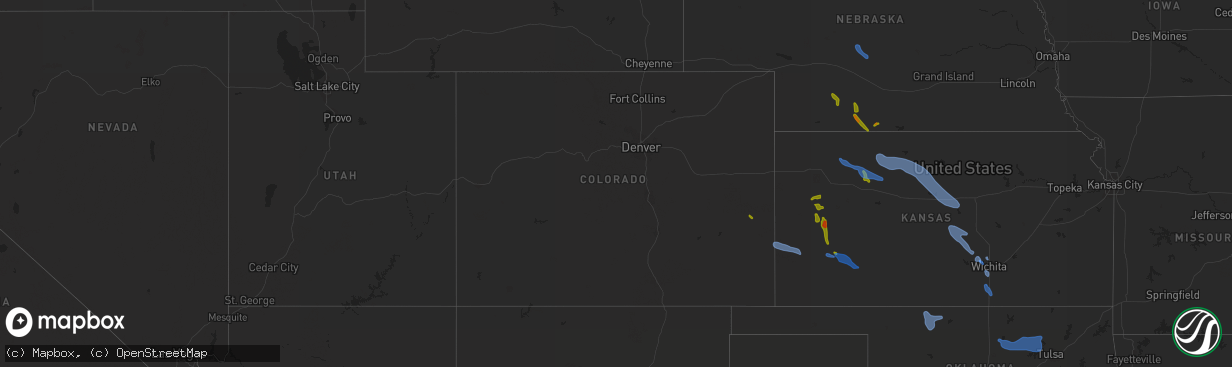 Hail map in Colorado on July 29, 2020