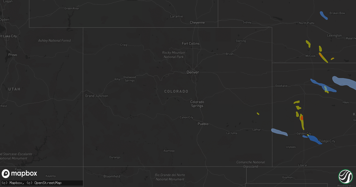 Hail map in Colorado on July 29, 2020