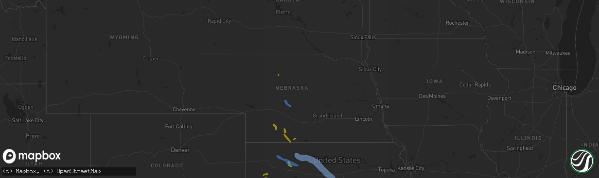 Hail map in Nebraska on July 29, 2020